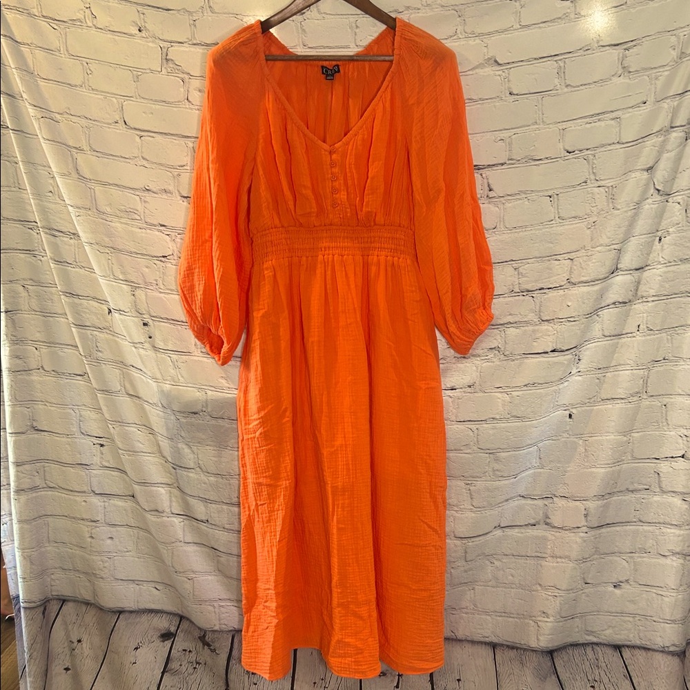 J. Crew Orange Long Sleeve Dress Size Small Excellent Condition